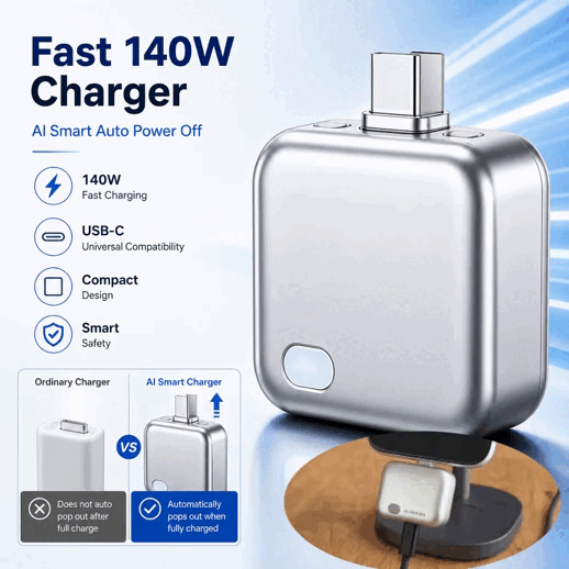✨ Warehouse Clearance🏆 10,000 Sold This month🎁🚀 140W Ultra-Fast Charger – AI Smart Auto Power Off ⚡