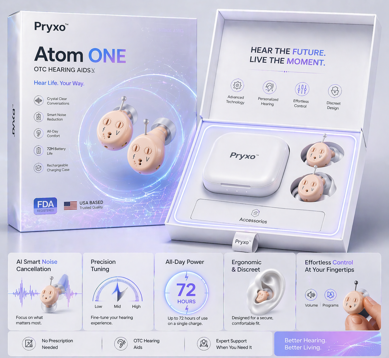 Pryxo™ Atom ONE OTC Hearing Aid — Up to 85% OFF + Hear Every Word Clearly Again 👂✨