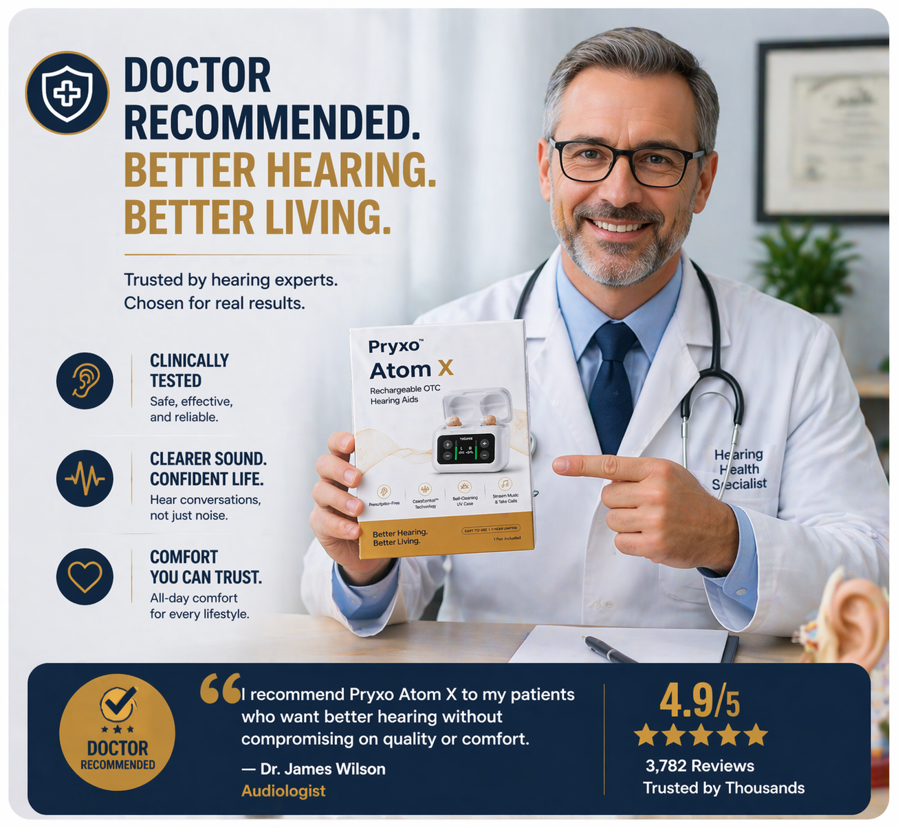 Pryxo™ Ear-Hook Smart AI Hearing Aid – Hear Clearly, Regain Your Confidence 💖
