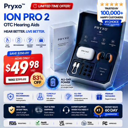 Pryxo™ ION PRO 2 OTC Hearing Aids — Up to 85% OFF + Hear Every Word Clearly Again 👂✨