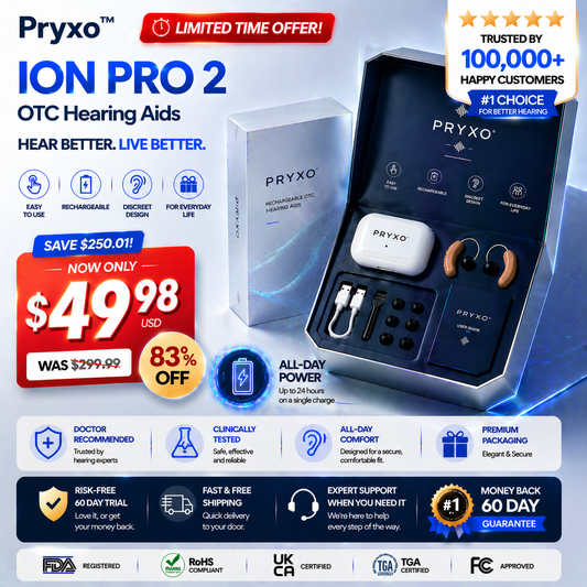 Pryxo™ ION PRO 2 OTC Hearing Aids — Up to 85% OFF + Hear Every Word Clearly Again 👂✨