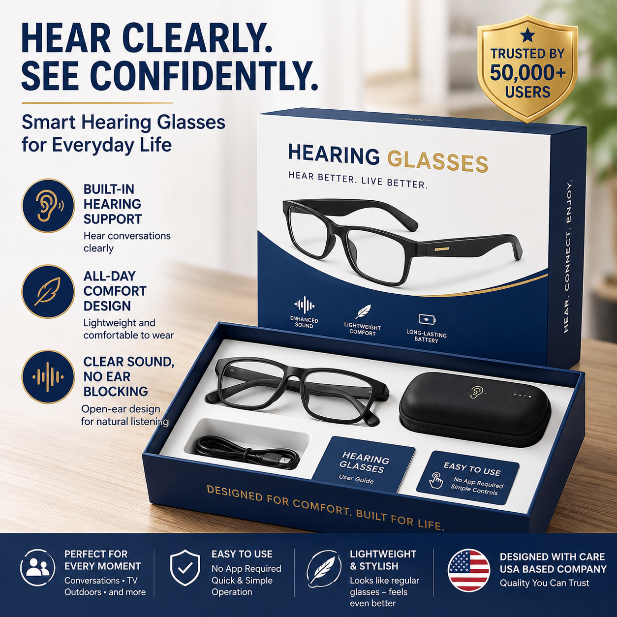 🔥Limited-Time Holiday Special Offer🔥 Clear Hearing, AI Smart Hearing Aid Glasses